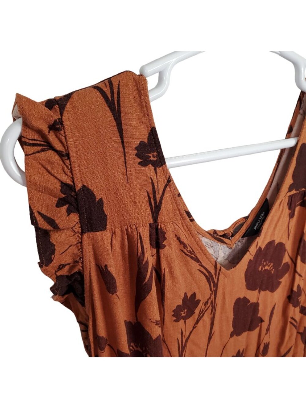 Simply Vera Wang NWT Sz 2X Dress Rayon Linen Tiered Ruffle Skirt Lined Maxi Full - Picture 14 of 16